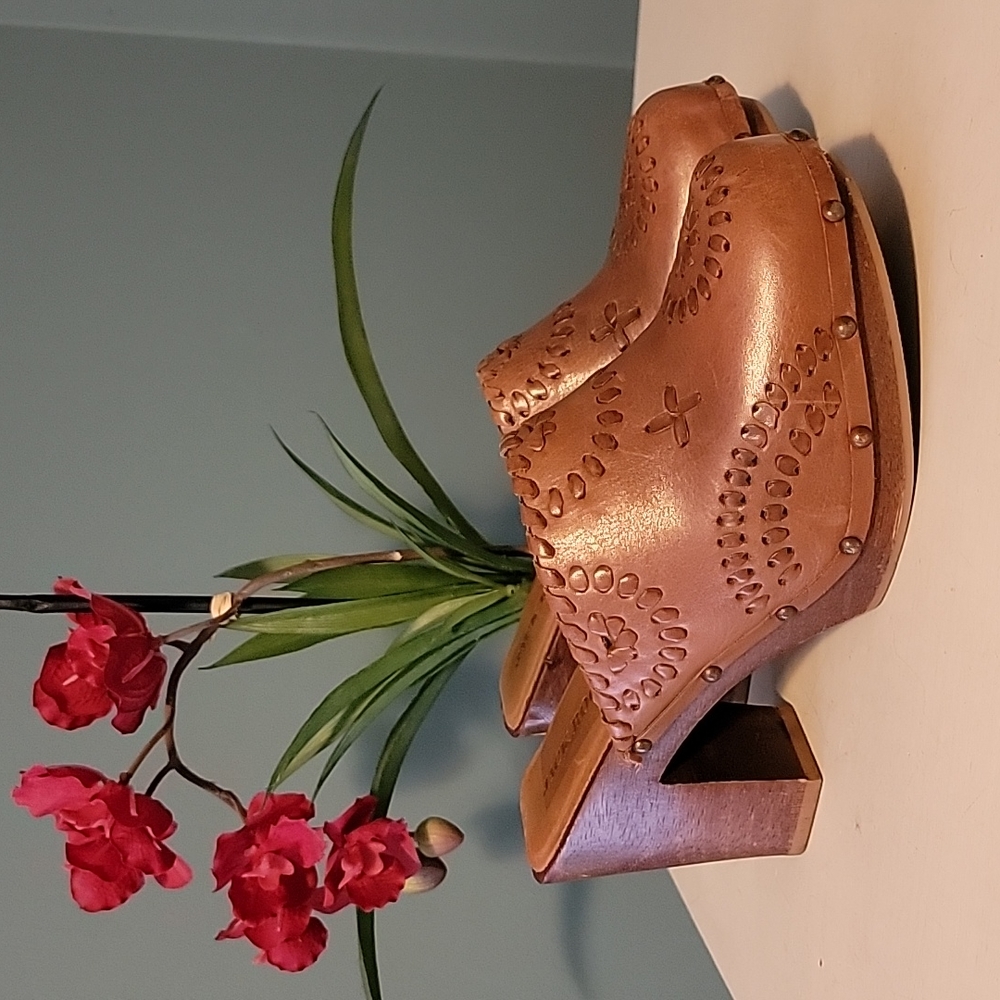 JACK ROGERS Ali Chesnut Brown Woven Leather Mules 8